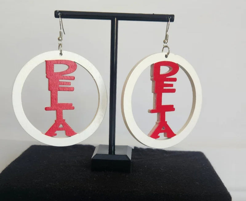 Sorority “DELTA” Wooden Earrings